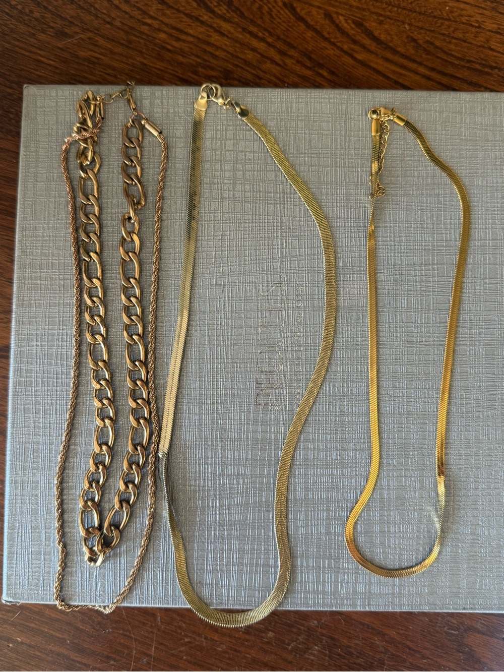 Bundle of Gold Tone Chain Necklaces